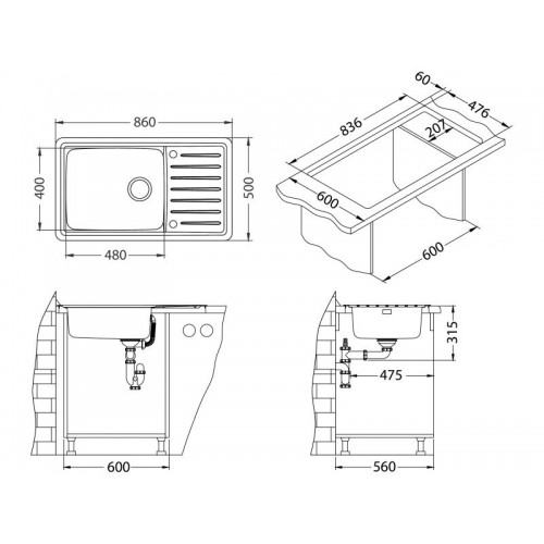 Chiuveta inox Galeo 30