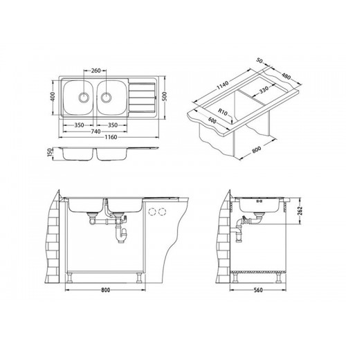 Chiuveta inox Line 100