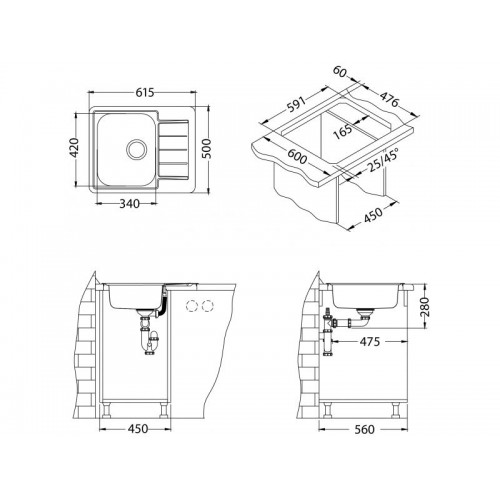 Chiuveta inox Line 110