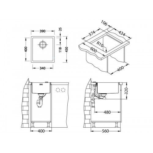 Chiuveta inox Quadrix 20