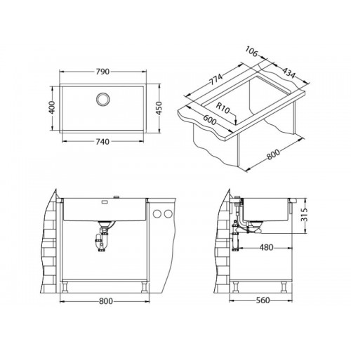 Chiuveta inox Quadrix 60