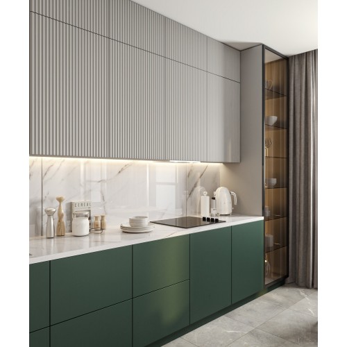 Bucătărie Space green neoclasică la comandă.